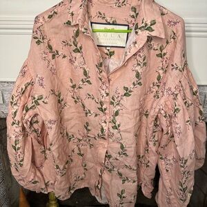 Agua by Agua Bendita Agar Wisteria Shirt Multicolor 100% Linen